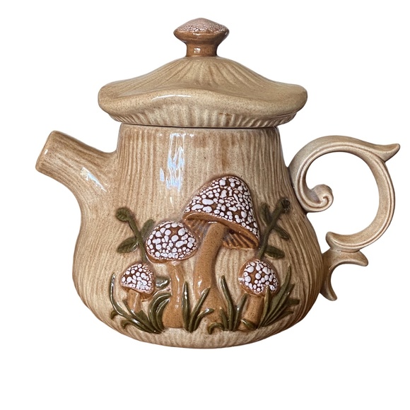 Arnel’s Beige Ceramic Mushroom Teapot Pitcher Set 70s Cottagecore 2pc - Picture 10 of 16